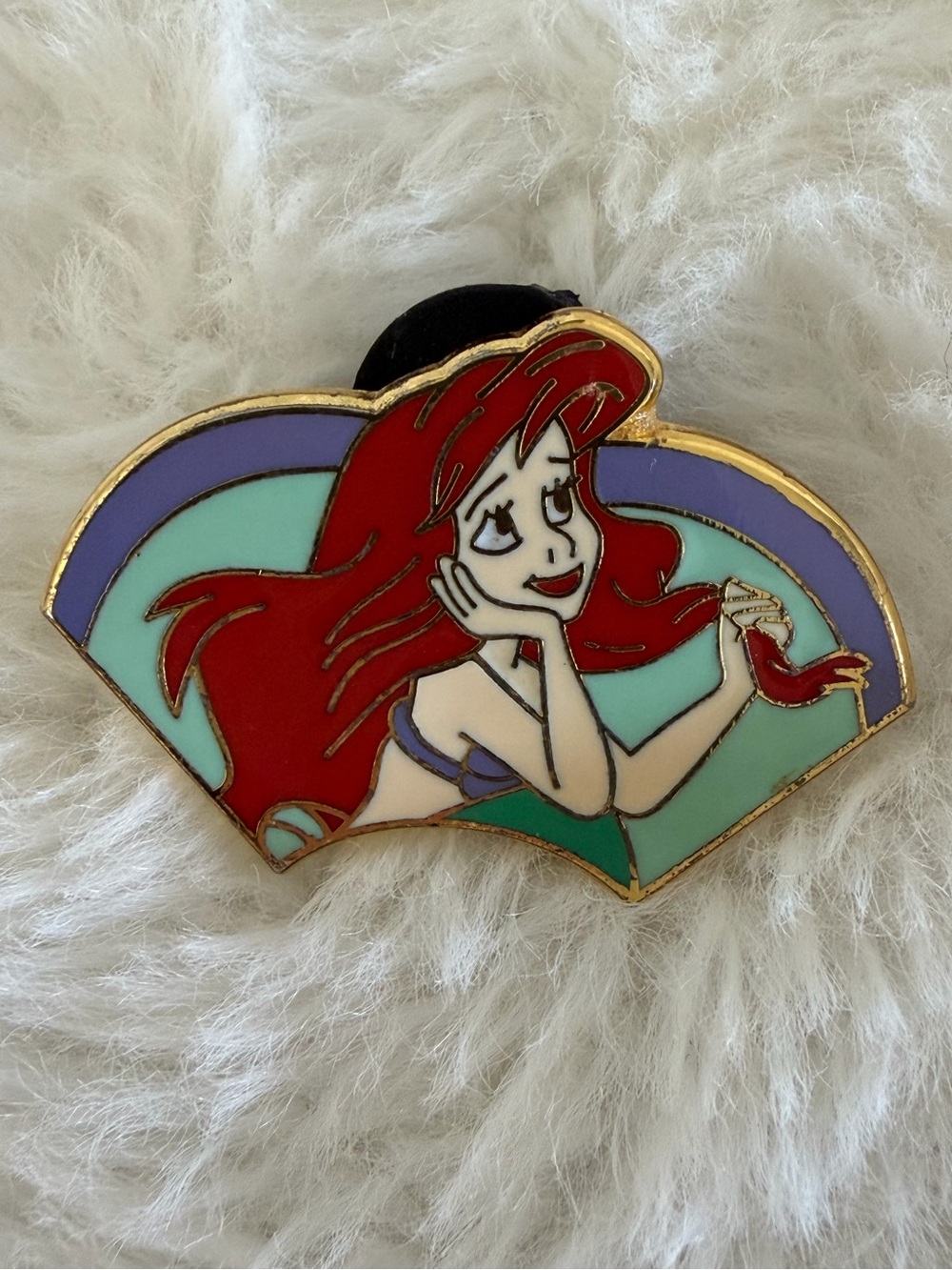 Disney Ariel Red Hair Enamel Pin with Teal and Purple Accents